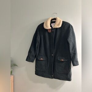 Vintage Talbots beautiful wool shearling coat green unique zip up